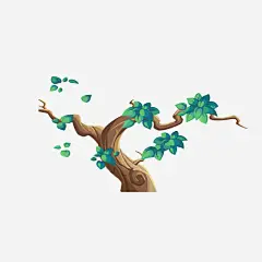 手绘绿叶古树高清素材 古树 绿叶 免抠png 设计图片 免费下载