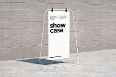 北欧极简户外广告宣传海报架立式展架ps样机素材场景展示效果图下载_颜格视觉