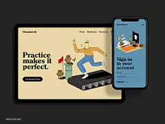 一组17时髦的，喜怒无常的插图，梦工厂 插图插画 