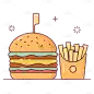 手绘-MBE风美食贴纸SVG-汉堡