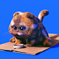 3D animals c4d Cat characters cinema4d cute ILLUSTRATION  photoshop Zbrush