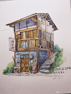 #插画##钢笔淡彩##水彩# 发张老图早上好！ ​​​​