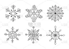 雪花向量集合。手绘的冬季涂鸦插图。圣诞节的模式。