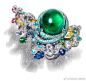 胡茵菲Anna Hu的风格：多种宝石的使用、弯曲的造型和中西工艺和的结合珠宝设计 设计美学