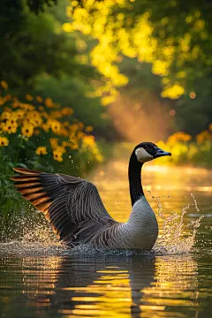 大雁迁徙鸟类摄影图