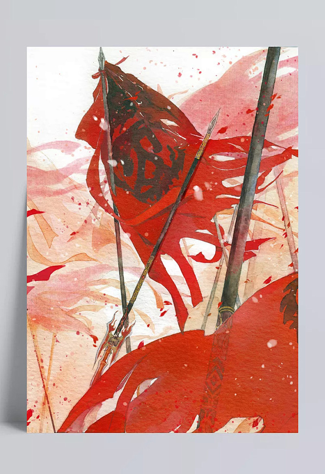 古风战争旗帜|中国风,彩色水墨画,水彩画,花卉,花鸟鱼虫,古代风,风景,落花流水,诗情画意,山清水秀,古风物件,古风花卉,文人墨客,古风水彩 ...