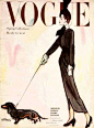 Oh, a mini long-haired doxie!  |  Vintage Vogue magazine covers - mylusciouslife.com - Vintage Vogue covers: 
