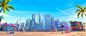 animation  background beach colors conceptart Cyberpunk environment pop riot SKY