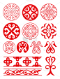 装饰鸭,俄罗斯族,华丽的,传统,红色,图像,古董,叶子,装饰物,矢量