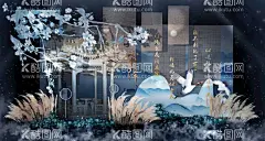 江南天蓝色系列新中式婚礼效果图  - 源文件下载【酷图网】蓝色婚礼背景,蓝色系婚礼,婚礼背景,婚礼人像,婚礼人物剪影,人物剪影,雾霾蓝婚礼,婚礼主背景,雾霾蓝,婚礼设计,婚礼效果图,婚礼背景素材,设计,