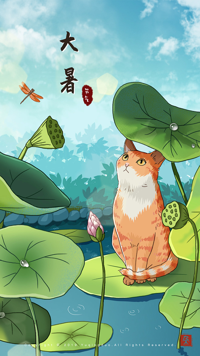 《猫与四季系列》24节气插画（完整版）_...