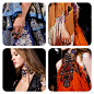 ※ Fashion Details ※ Roberto Cavalli 秀场上越发精彩的复古嬉皮风：飘逸的衬衣、潇洒的阔腿裤、细长的丝巾和精致的刺绣西装……波西米亚的自在与潇洒依旧让人着迷。