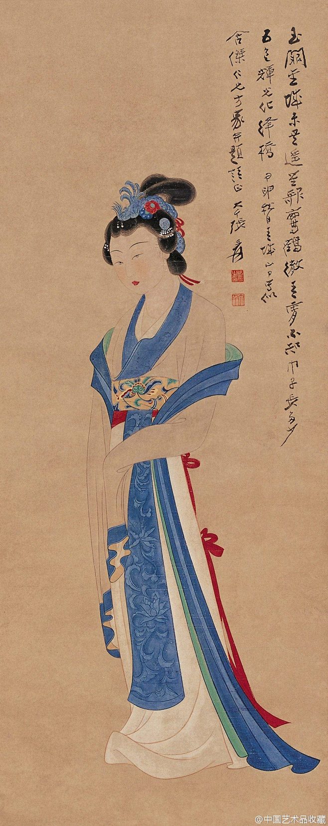 人物以抒情怀他笔下的仕女既有古代仕女画的遗风又有着时代气息姿态