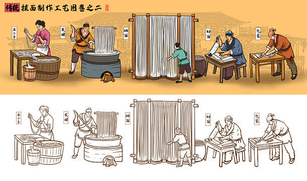 传统中江挂面制作
