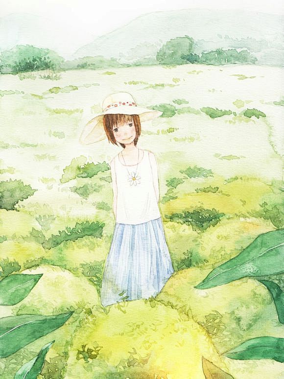 画插画的律雏子 花 清新 水彩 植物 手...