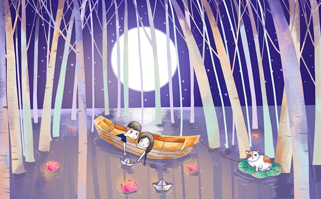 七夕情人节插画