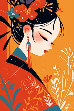 东方人物图片插画