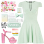 A fashion look from April 2015 featuring fit and flare dress, high heel shoes and beaded purse. Browse and shop related looks.