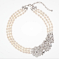 Crystal flower and pearl bridal necklace by Martine Wester@北坤人素材