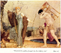 古希腊盲诗人荷马的《奥德赛》插图。1924年英国水彩画家William Russell Flint 绘制。《奥德赛》是古希腊最重要的两部史诗之一，西方文学的奠基之作，现存最古老的西方文学作品。