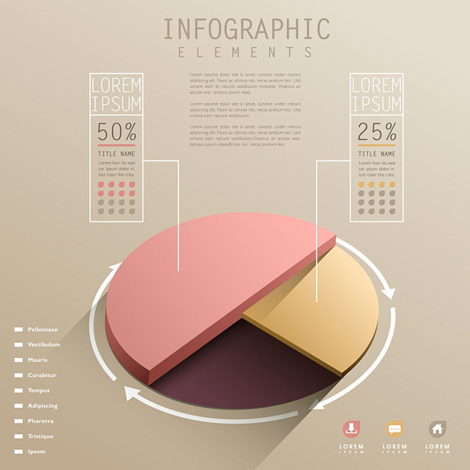 彩色立体饼形图信息图表图片