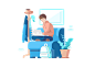 移动办公商务人士场景PNG免抠图6
