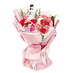 手绘鲜花卡通创意38妇女节元素PNG素材38女生女神妇女节