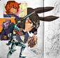 Color sketches, Ony B : Original sketches done in traditional media, coloring done in digital.