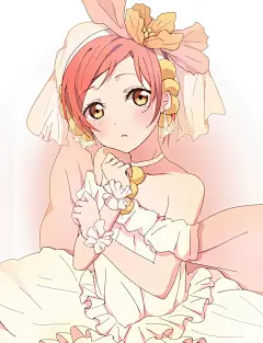 【纯洁的少女】婚纱特辑 : “婚纱”是新娘的象征。很多人都曾憧憬那洁白无瑕的婚纱吧。现在，说到婚纱通常想到的都是白色。但是这个白色婚纱这个印象真正人心，则是在1840年英国的维多利亚女王身穿纯白的婚纱举办婚礼之后。从此，纯白色的婚纱不仅成为了英国国内新娘们憧憬的礼服，欧洲和亚洲地区的新娘们也都非常憧憬。
这次就为大家送上角色们身穿洁白美丽的婚纱的插画作品特辑。