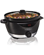 Hamilton Beach Slow Cooker, 6-Quart, Black/Silver (33365C)