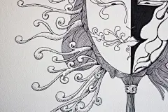 面具-守望者Swangzhe_插画,手绘,线稿,黑白线稿,设计,原创_涂鸦王国插画