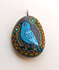 Hand Painted Stone Bird Pendant by ISassiDellAdriatico on Etsy, €20.00