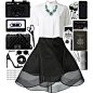 A fashion look from May 2014 featuring white tops, black skirt and strappy sandals. Browse and shop related looks.