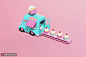 创意纸杯奶油蛋糕销售食品车3D日常素材图片下载-优图网