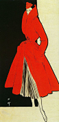 Christian Dior design illustrated by René Gruau for International Textiles, 1950