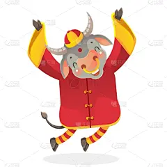 母牛,可爱的,传统,贺卡,春节,中文,新年前夕,十二生肖,动物,节日