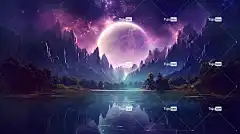 Ai产生的 湖 月亮 满月 蚀 天蝎座 自然 摩羯座 暗月