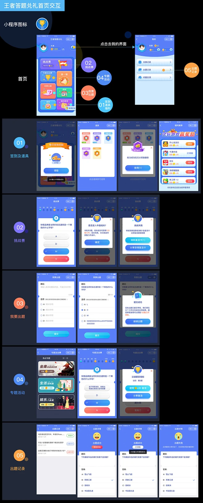 微信小程序-王者答题兑礼交互页面归纳-UI中国用户体验设计平台-花瓣网