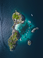 high-angle photo of green and white islet