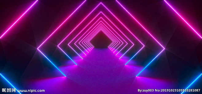 C4D时光隧道霓虹灯场景