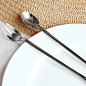 H195 zakka创意可爱不锈钢长勺长叉长搅拌棒 触手可及的美好