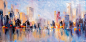 都市风景,城市天际线,水,新的,画布,商务,城市生活,横截面,水彩画颜料