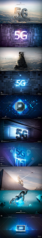 5G手机移动网络3D立体字科技互联网信息时代PSD分层海报设计素材-淘宝网