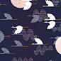 1000 Cranes | Indigo :: Tsuru by Rashida Coleman-Hale for Cloud9 Fabrics