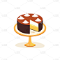 甜奶油蛋糕甜点的立场向量图标