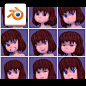 644小女孩Blender模型孩子卡通儿童角色设计素材下载3D文件已绑定-淘宝网