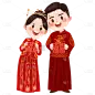 红色中式婚礼新人头像贴纸