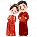 红色中式婚礼新人头像贴纸