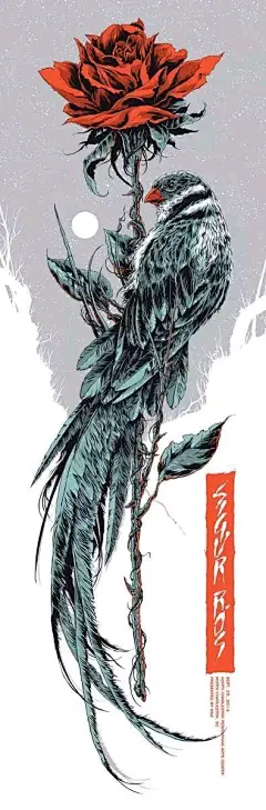 Ken Taylor | 电影音乐 双栖画师

澳大利亚插画师/设计师 Ken Taylor 的主要工作在音乐行业。

Queens of the Stone Age、Metallica、Pearl Jam、Nine Inch Nails、Kings of Leon、Bob Dylan、The Rolling Stones 等等著名音乐人都曾邀请他绘制过海报或是专辑封面。在过去的几年当中，他创作的限量版丝网印电影海报十分著名。