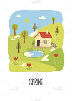 闪卡,春天,垂直画幅,天空,贺卡,气候,郁金香,绘画插图,计算机制图,计算机图形学
